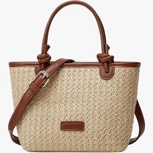 New
Chic Woven Straw Fabric Tan and Brown Shoulder Bag